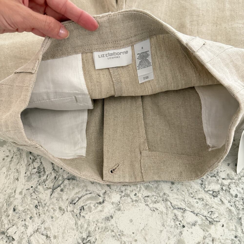 Y2K Vintage Liz Claiborne Lizsport Linen Blend Shorts Womens 8 NWT Tailored 28W - Picture 12 of 14